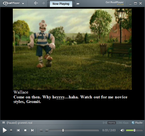 Closed captioning demonstration of Wallace and Gromit